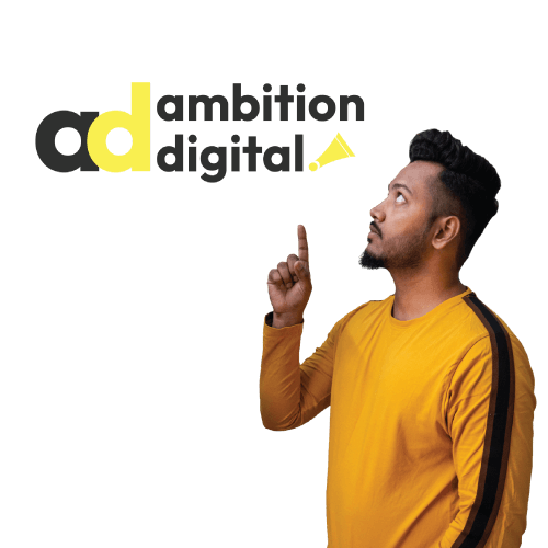 Mitesh Gohil Point at the logo of ambition digital